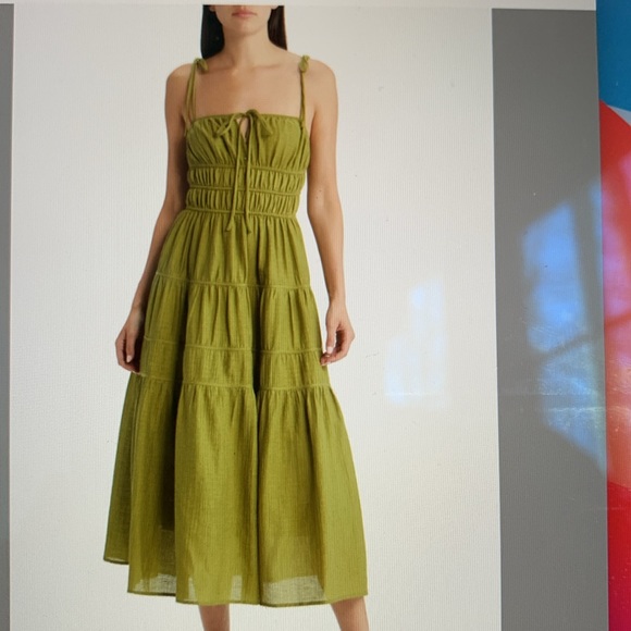 Moon River Dresses & Skirts - Moon River Olive Green Tiered Midi Sundress